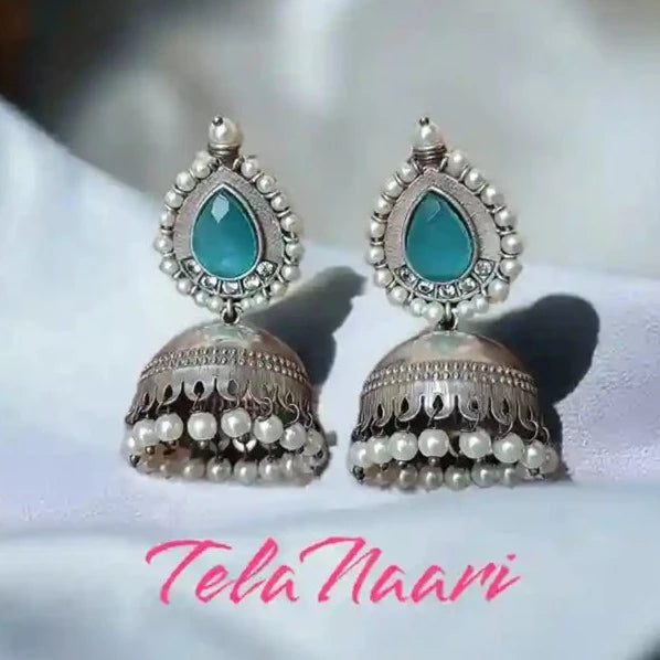 SILVER OXIDISED EARRINGS NUSRAT