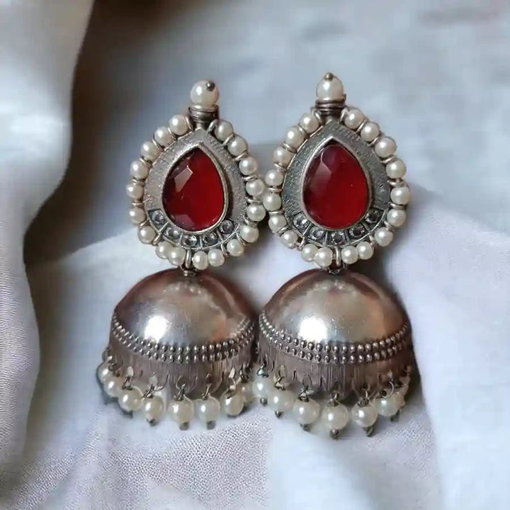 SILVER OXIDISED EARRINGS NUSRAT