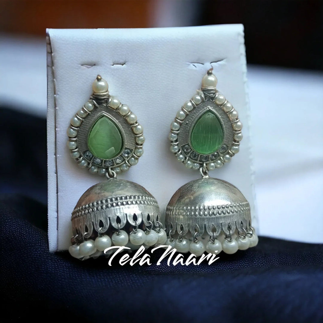 SILVER OXIDISED EARRINGS NUSRAT