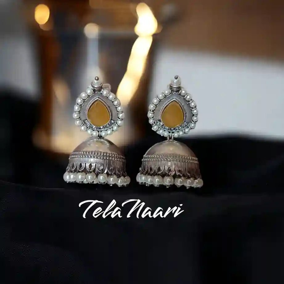 SILVER OXIDISED EARRINGS NUSRAT