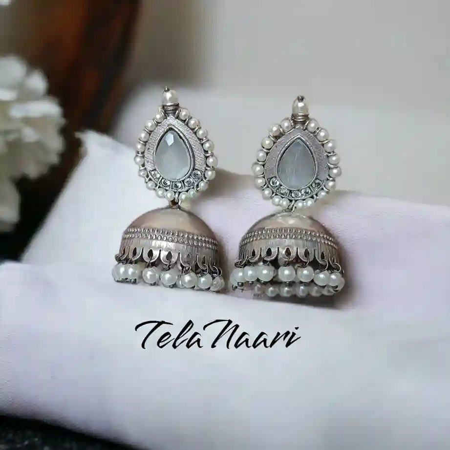 SILVER OXIDISED EARRINGS NUSRAT