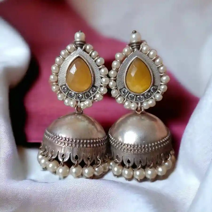 SILVER OXIDISED EARRINGS NUSRAT