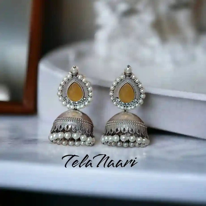 SILVER OXIDISED EARRINGS NUSRAT