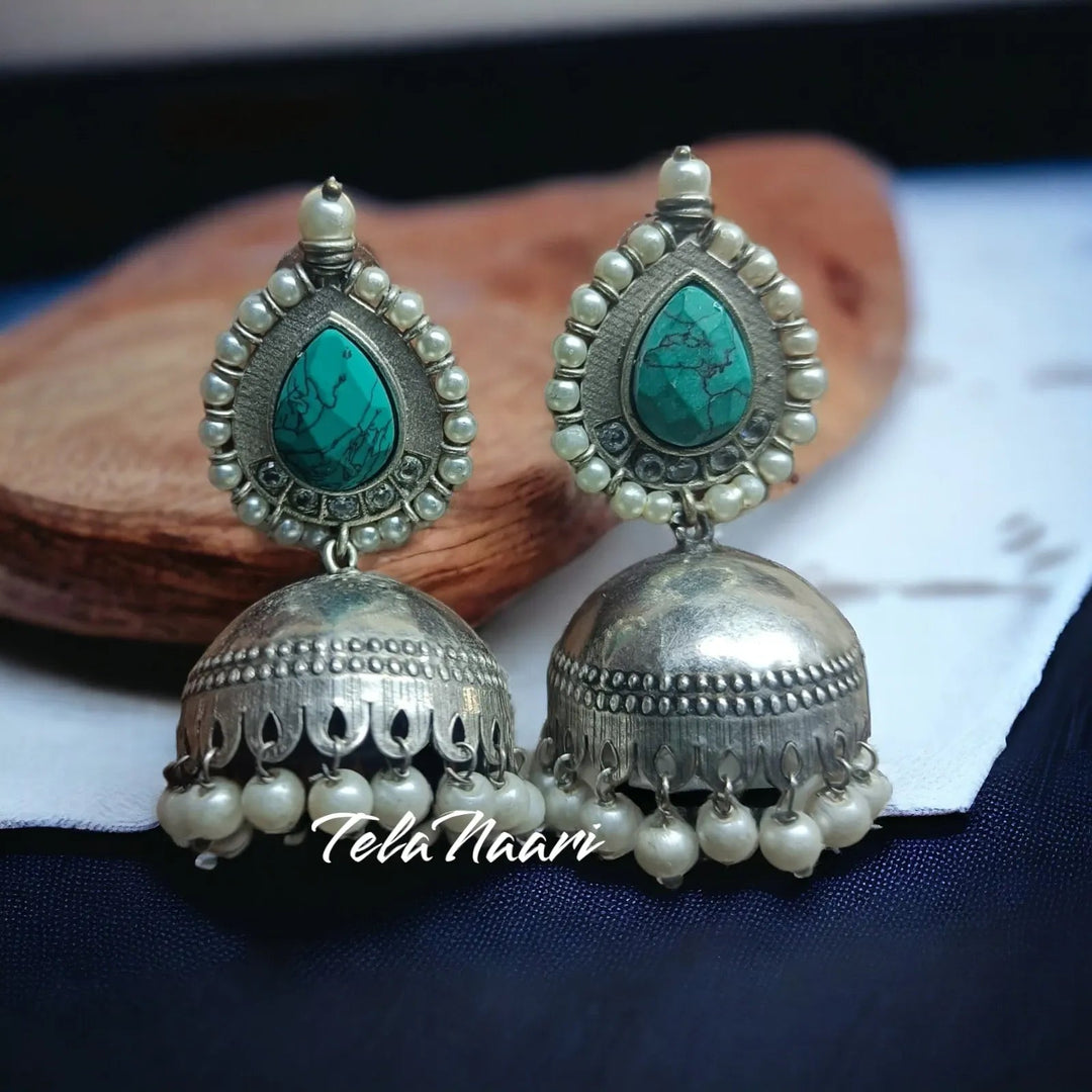 SILVER OXIDISED EARRINGS NUSRAT