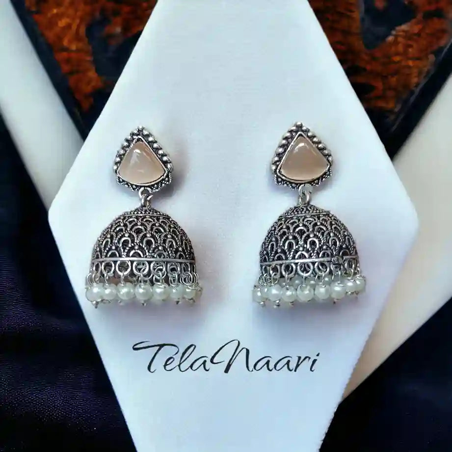 SILVER OXIDISED EARRINGS SHABANA