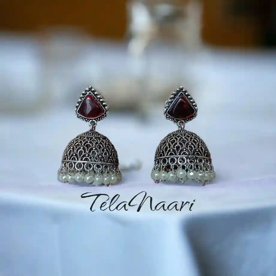 SILVER OXIDISED EARRINGS SHABANA