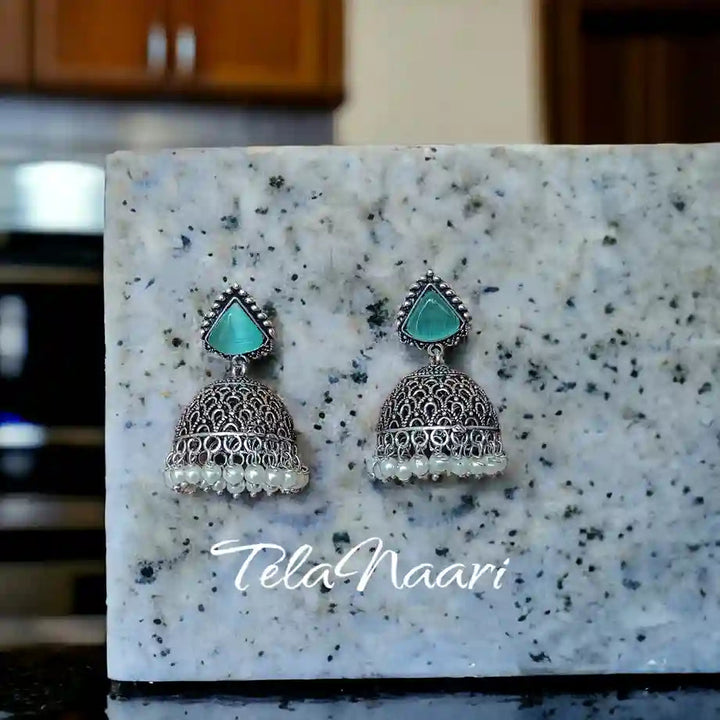 SILVER OXIDISED EARRINGS SHABANA