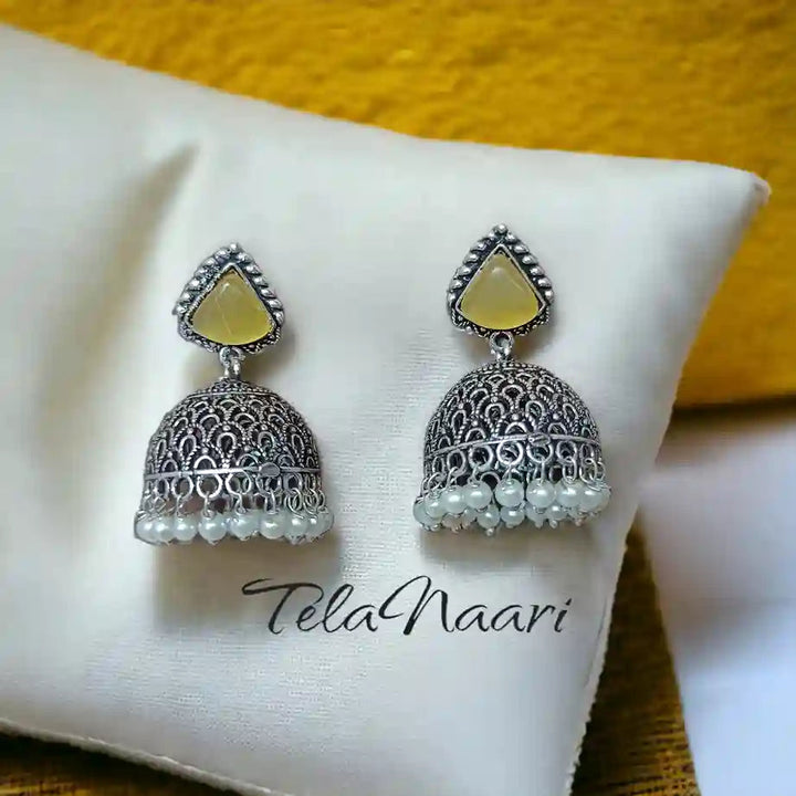 SILVER OXIDISED EARRINGS SHABANA