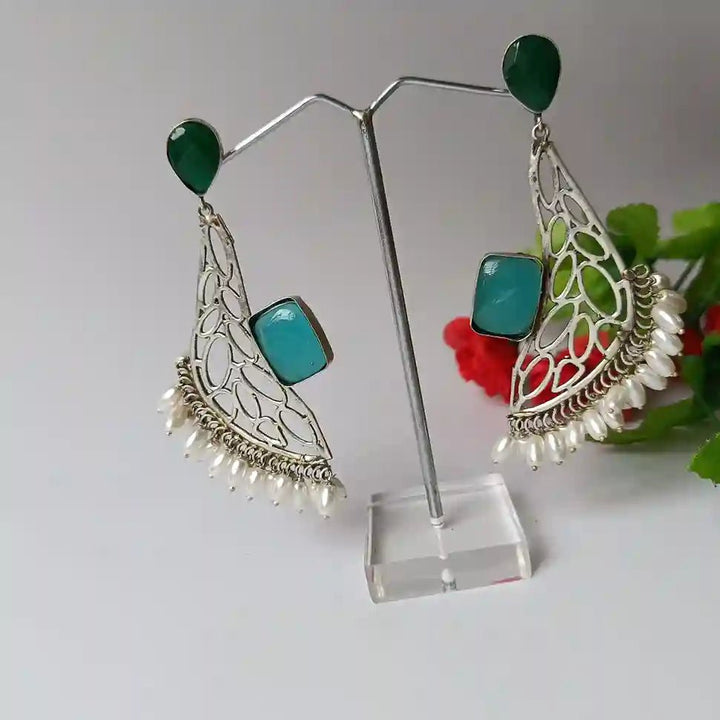 SILVER OXIDISED EARRINGS VEDHA