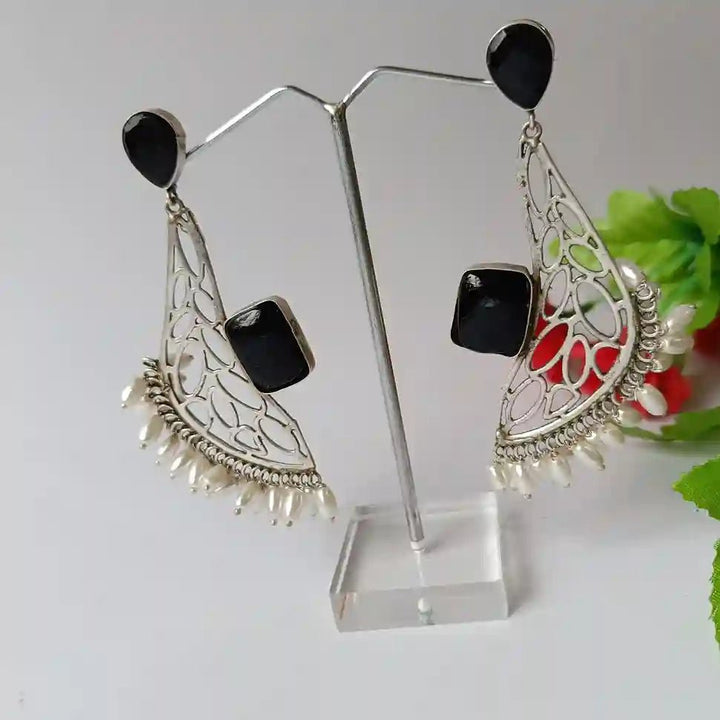 SILVER OXIDISED EARRINGS VEDHA