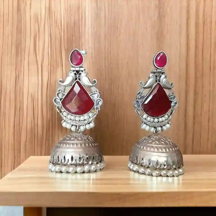 SILVER OXIDISED JHUMKA EARRINGS KAINA