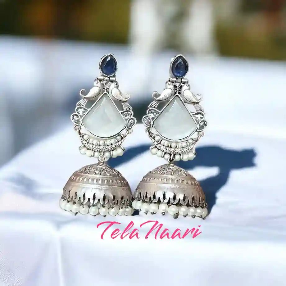 SILVER OXIDISED JHUMKA EARRINGS KAINA