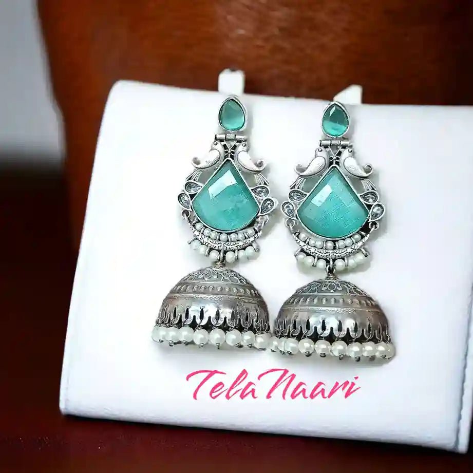 SILVER OXIDISED JHUMKA EARRINGS KAINA