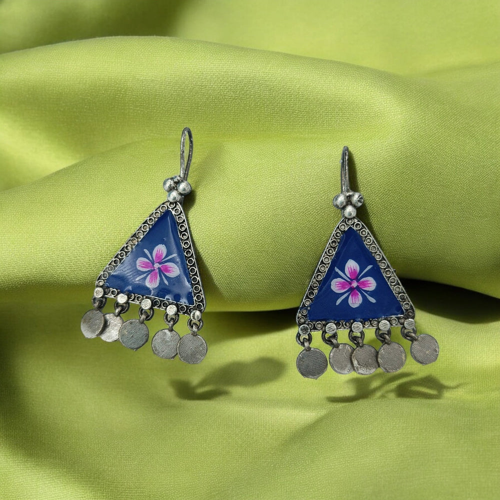 AADHINI SILVER OXIDISED HAND PAINTED EARRINGS