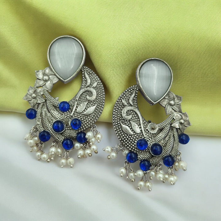 AADHYA SILVER OXIDISED PEARL EARRINGS [product_variant]- TelaNaari