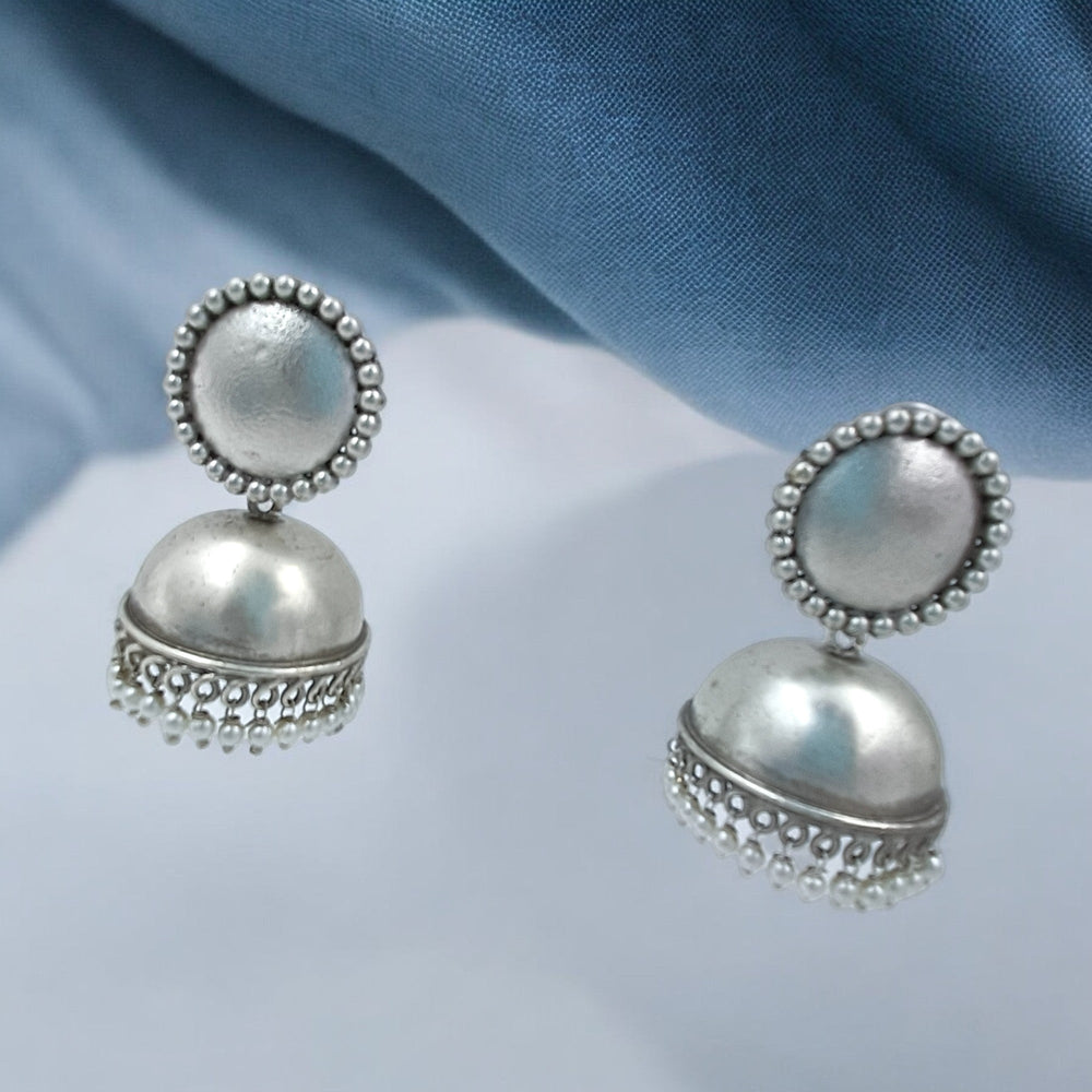 CLASSIC ANTIQUE ASHVI SILVER OXIDISED JHUMKI EARRINGS