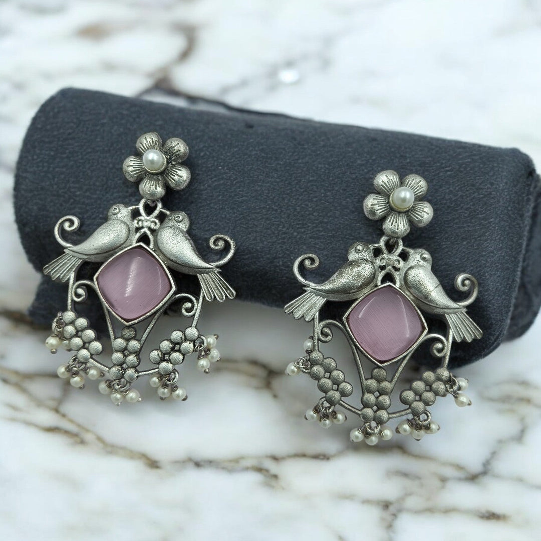 CLASSIC ELEGANT AALAYA SILVER OXIDISED PEARL EARRINGS [product_variant]- TelaNaari