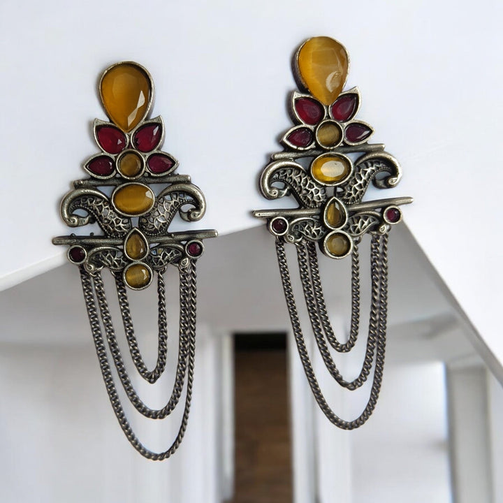 CLASSIC ELEGANT AARUSHI SILVER PLATED DANGLER EARRINGS [product_variant]- TelaNaari