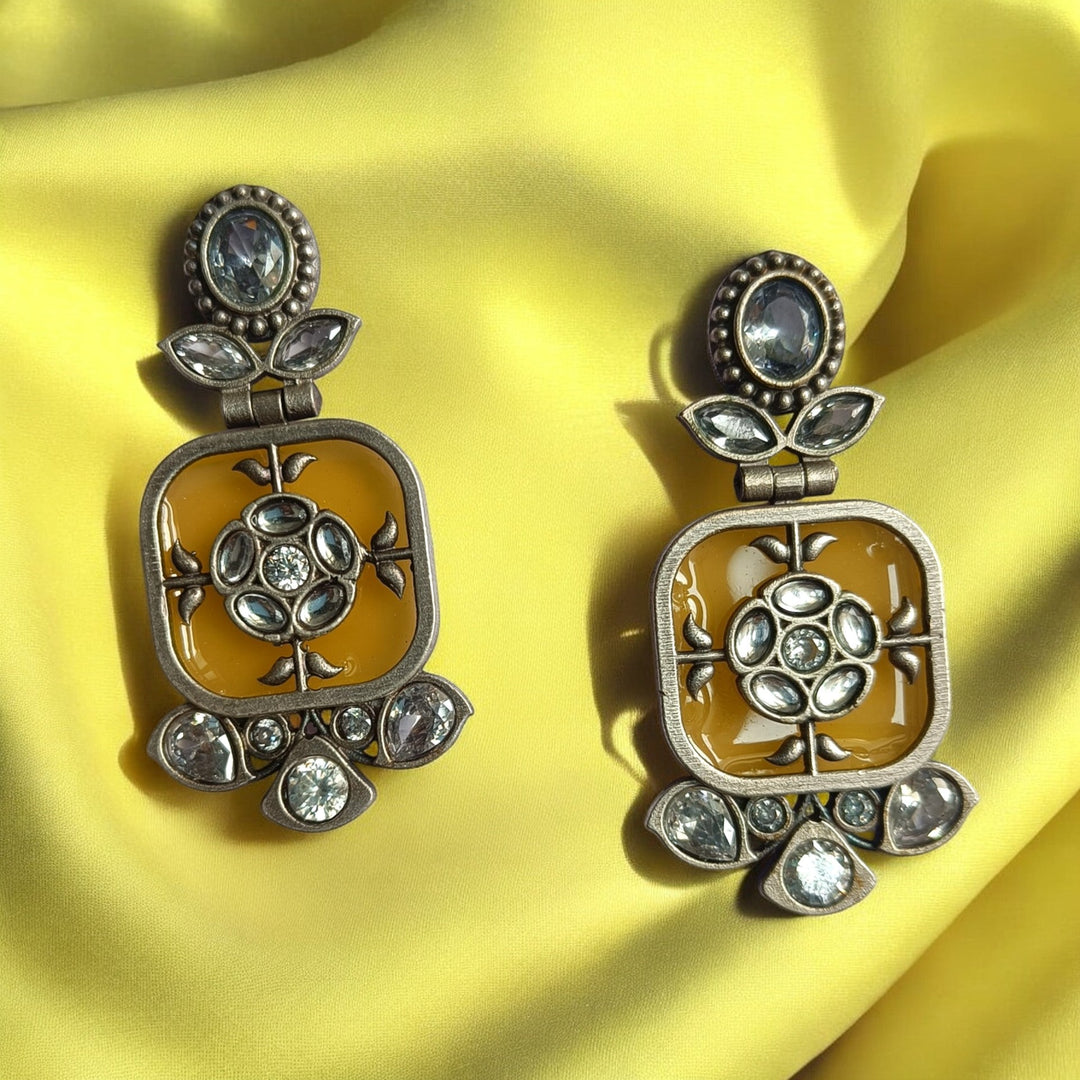 CLASSIC ELEGANT AARVI SILVER PLATED DANGLER EARRINGS [product_variant]- TelaNaari