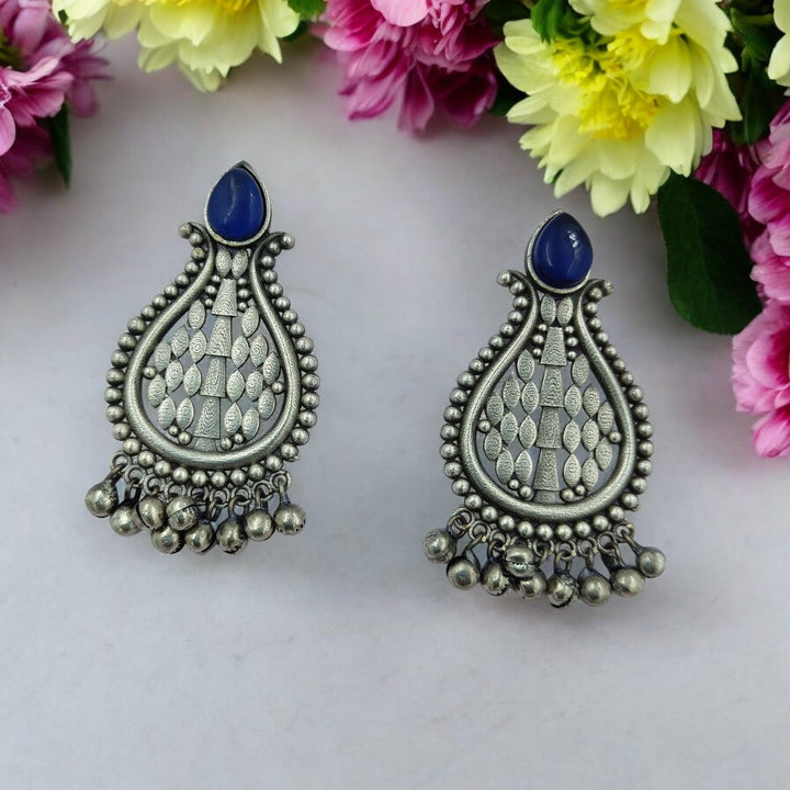 CLASSIC ELEGANT UMESHWARI SILVER OXIDISED PEARL EARRINGS [product_variant]- TelaNaari