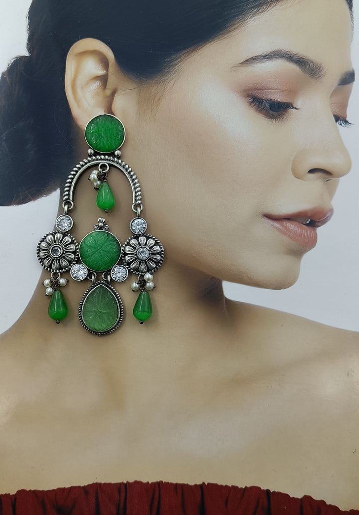 CLASSIC ELEGANT VAANI SILVER OXIDISED DANGLER EARRINGS