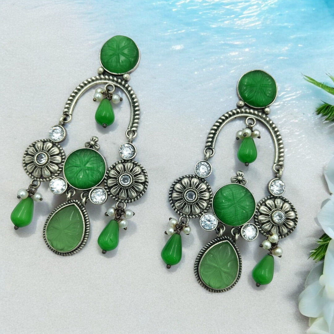 CLASSIC ELEGANT VAANI SILVER OXIDISED DANGLER EARRINGS