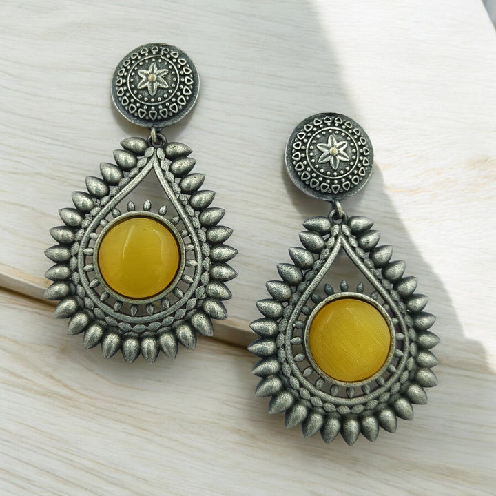 CLASSIC ELEGANT VAARA SILVER OXIDISED EARRINGS [product_variant]- TelaNaari