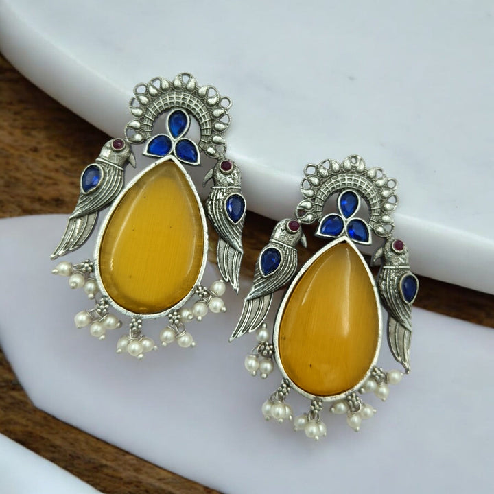 CLASSIC ELEGANT VIDHYA SILVER OXIDISED PEARL EARRINGS