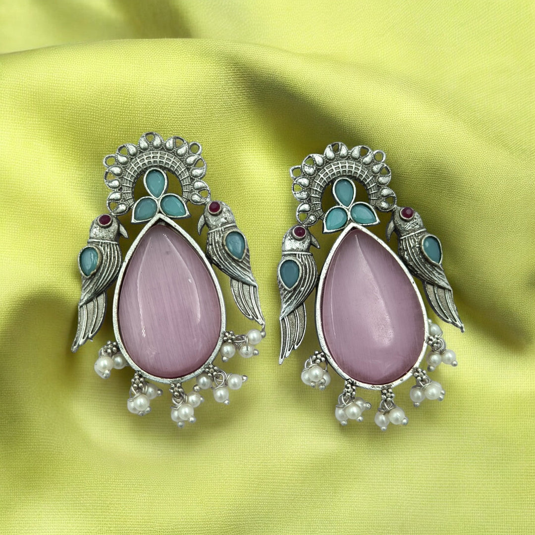 CLASSIC ELEGANT VIDHYA SILVER OXIDISED PEARL EARRINGS