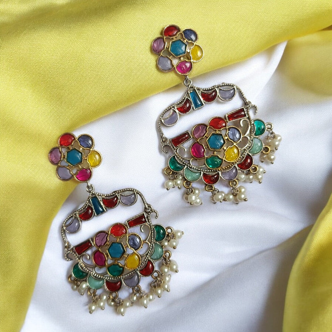 AASHIRYA SILVER OXIDISED DANGLER EARRINGS