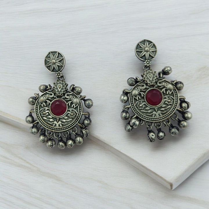 CLASSIC TIMELESS AKSHARA SILVER OXIDISED EARRINGS [product_variant]- TelaNaari