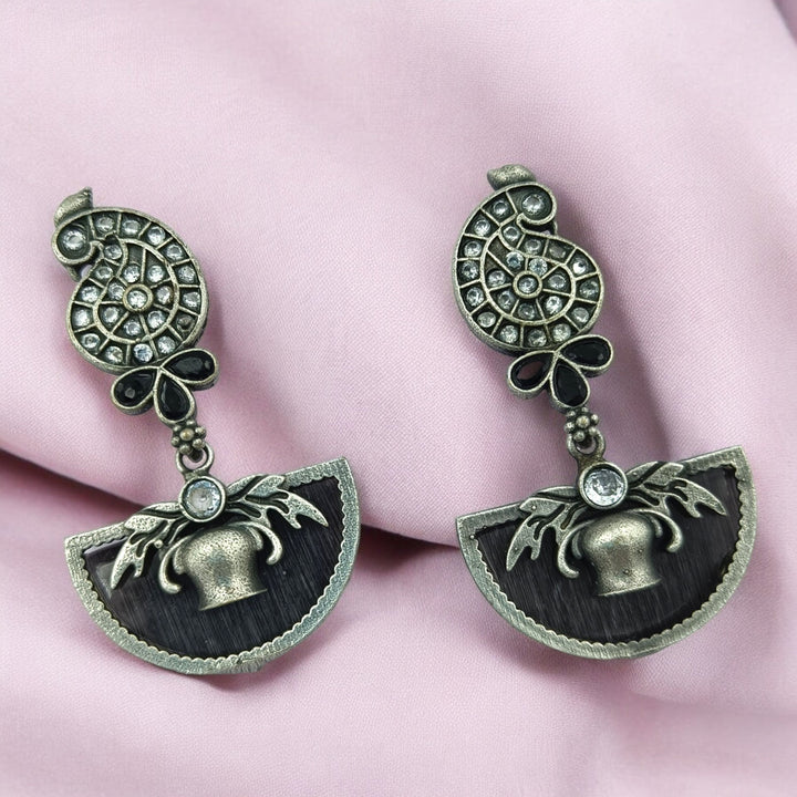 CLASSIC TIMELESS AYANA SILVER DANGLER OXIDISED EARRINGS