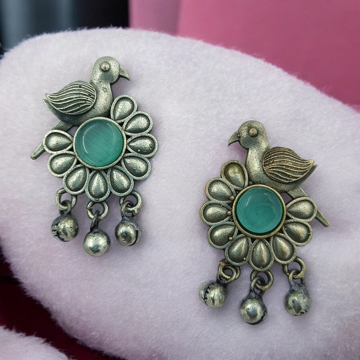 CLASSIC TIMELESS CHIDIYA SILVER OXIDISED EARRINGS [product_variant]- TelaNaari