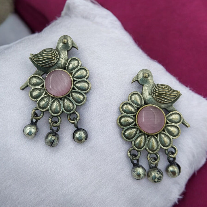 CLASSIC TIMELESS CHIDIYA SILVER OXIDISED EARRINGS [product_variant]- TelaNaari