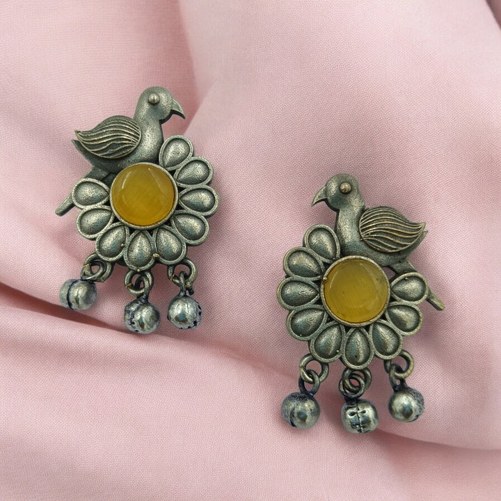 CLASSIC TIMELESS CHIDIYA SILVER OXIDISED EARRINGS [product_variant]- TelaNaari