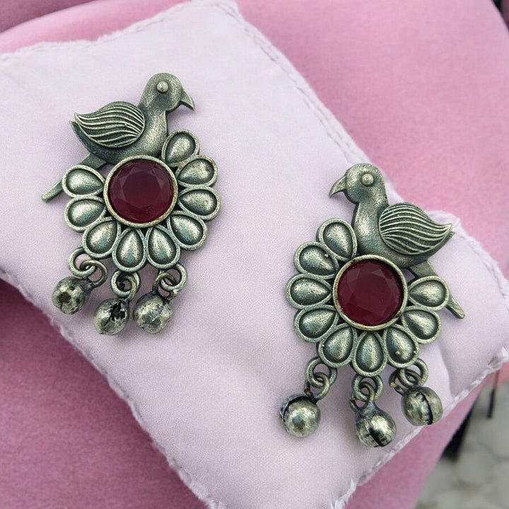 CLASSIC TIMELESS CHIDIYA SILVER OXIDISED EARRINGS [product_variant]- TelaNaari