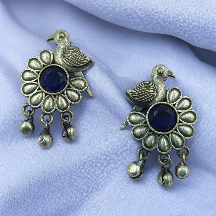 CLASSIC TIMELESS CHIDIYA SILVER OXIDISED EARRINGS [product_variant]- TelaNaari