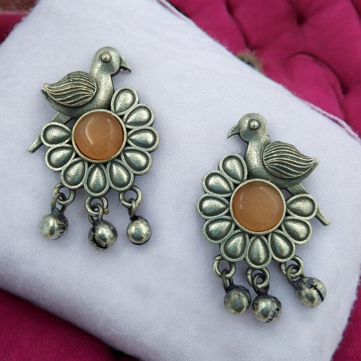 CLASSIC TIMELESS CHIDIYA SILVER OXIDISED EARRINGS [product_variant]- TelaNaari