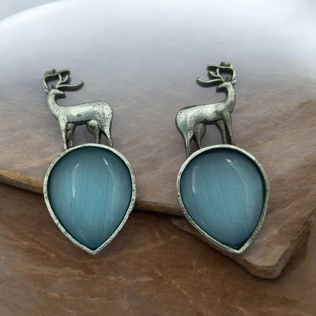 TELA NAARI MINIMAL HAND PAINTED OXIDISED SILVER EARRINGS