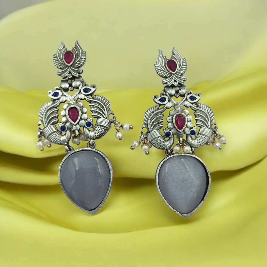 CLASSIC TIMELESS GYADA SILVER OXIDISED DANGLER EARRINGS