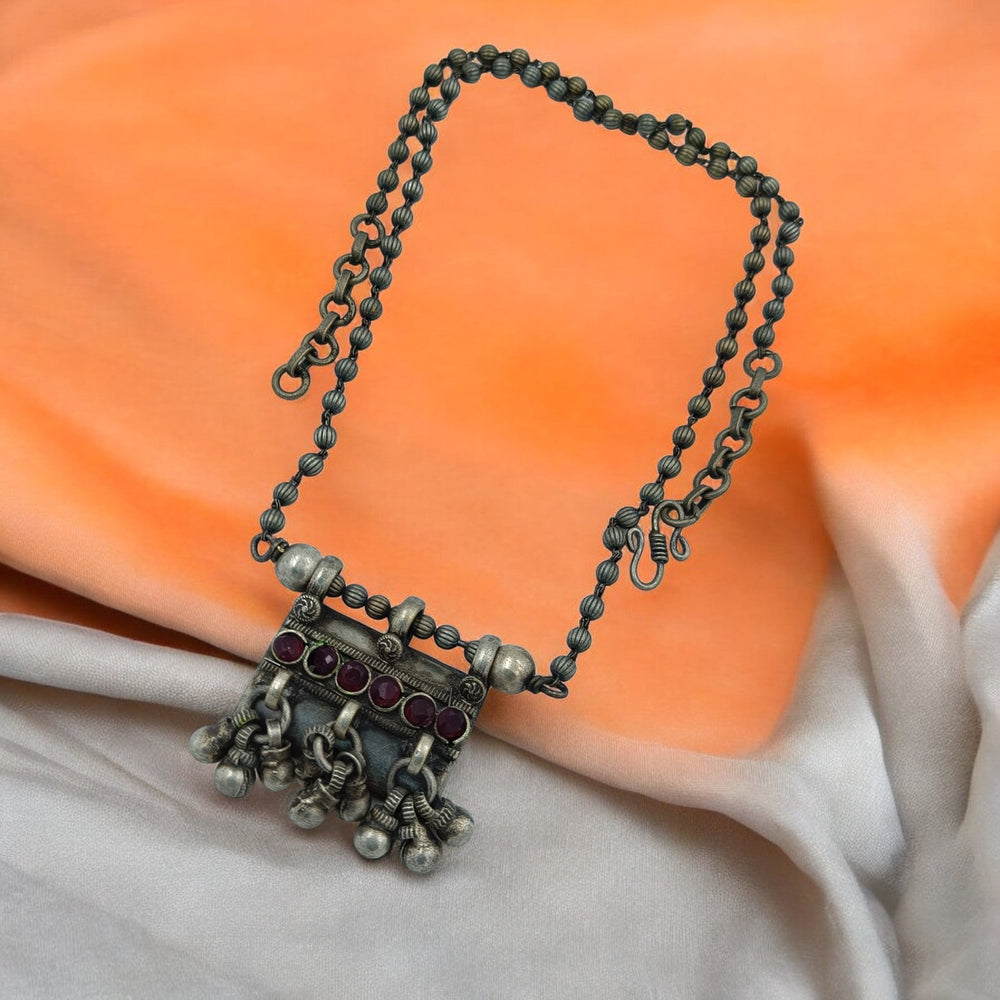 ELEGANT VINTAGE SHIVALI SILVER OXIDISED NECKLACE SET