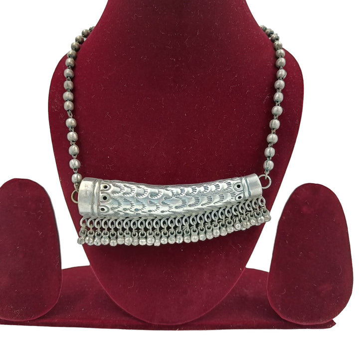 ELEGANT VINTAGE SHIVANI SILVER OXIDISED NECKLACE SET [product_variant]- TelaNaari