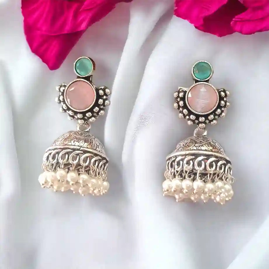 AKSHTA SILVER REPLICA Jhumki EARRINGS [product_variant]- TelaNaari