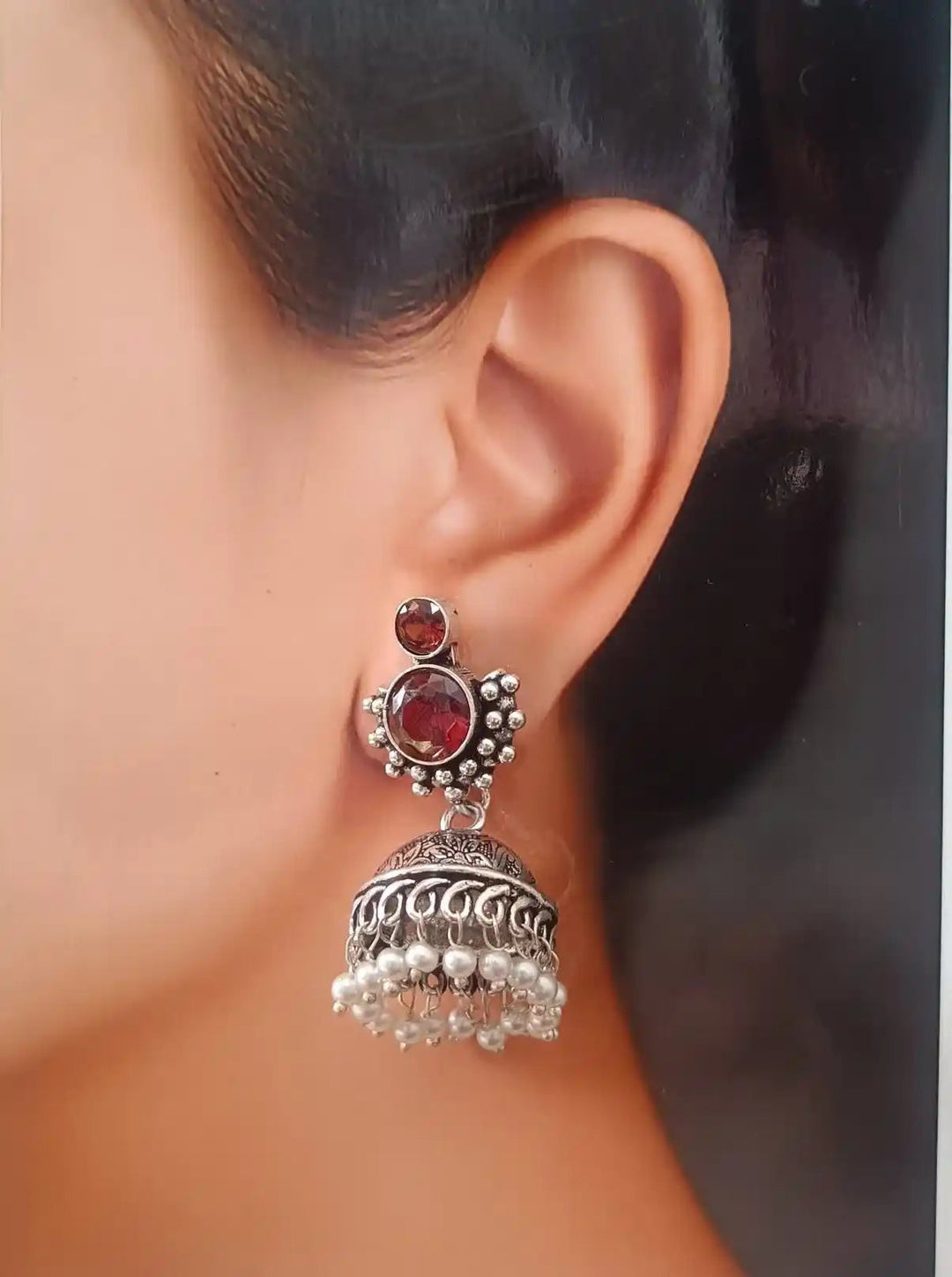 AKSHTA SILVER REPLICA Jhumki EARRINGS