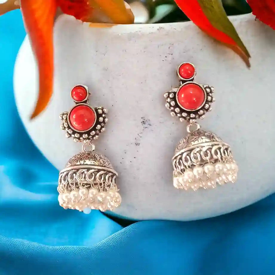 AKSHTA SILVER REPLICA Jhumki EARRINGS