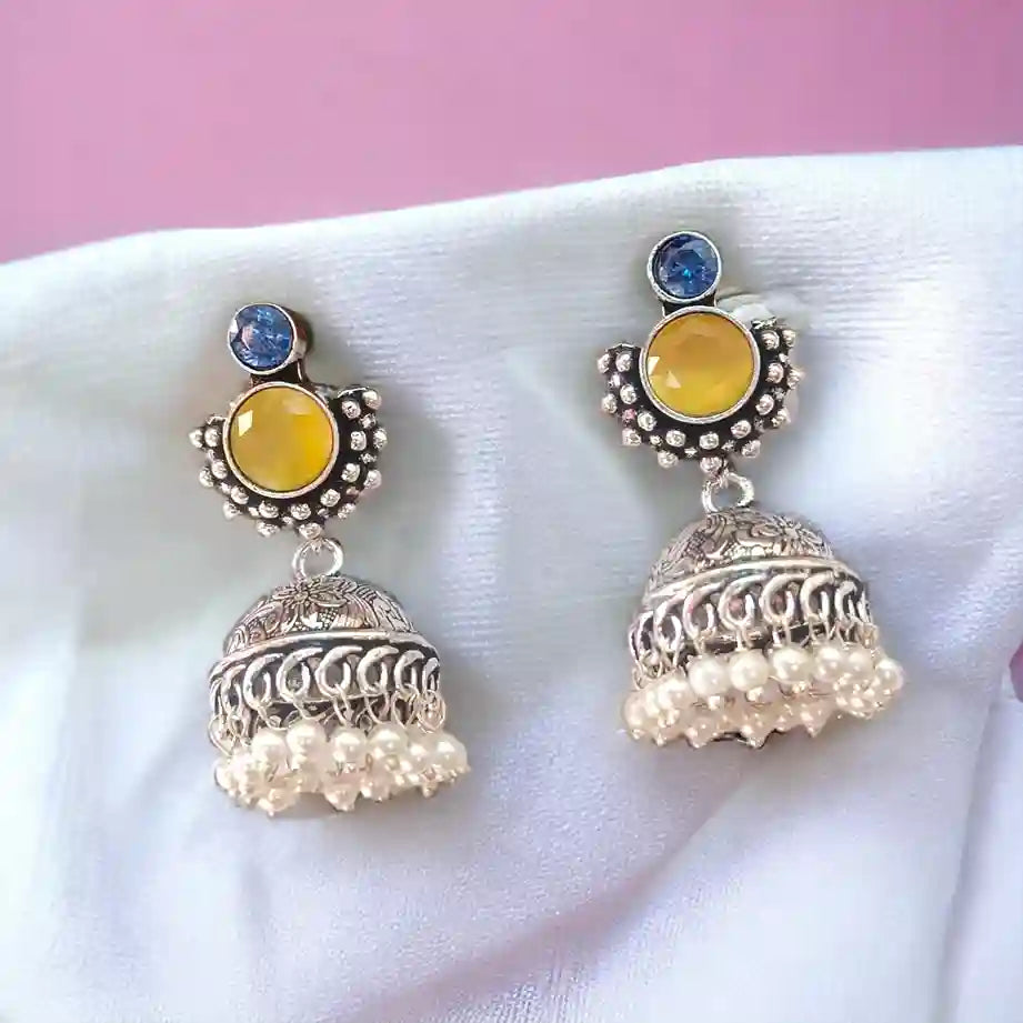 AKSHTA SILVER REPLICA Jhumki EARRINGS