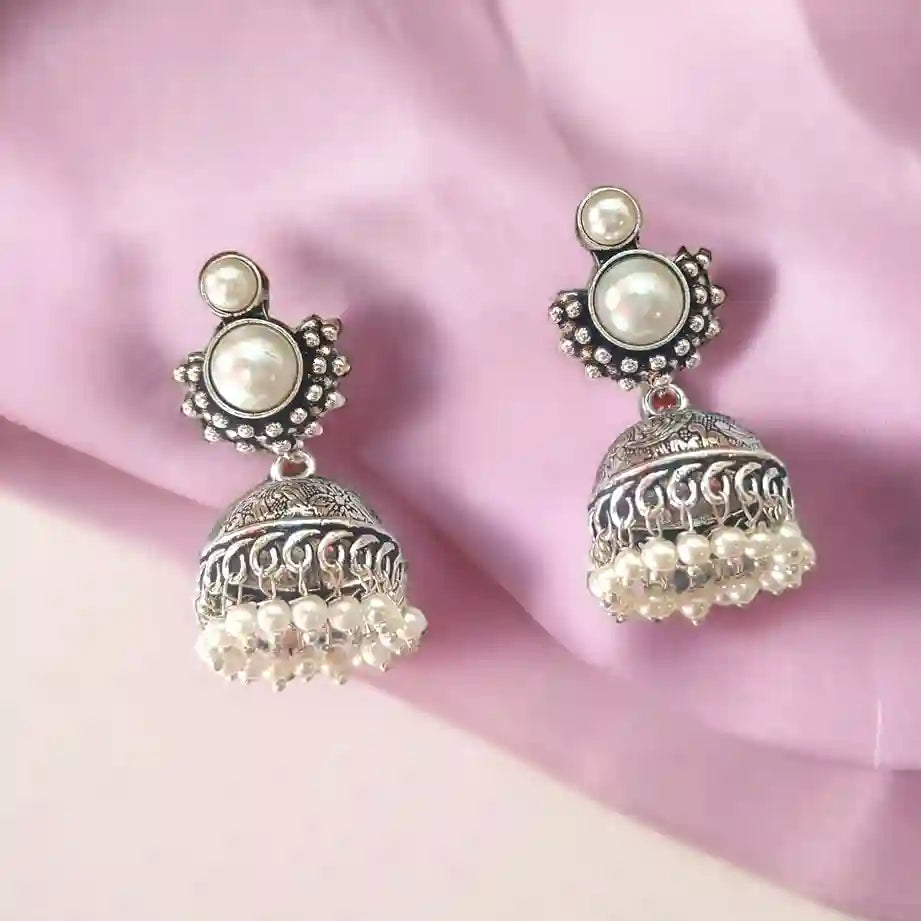 AKSHTA SILVER REPLICA Jhumki EARRINGS