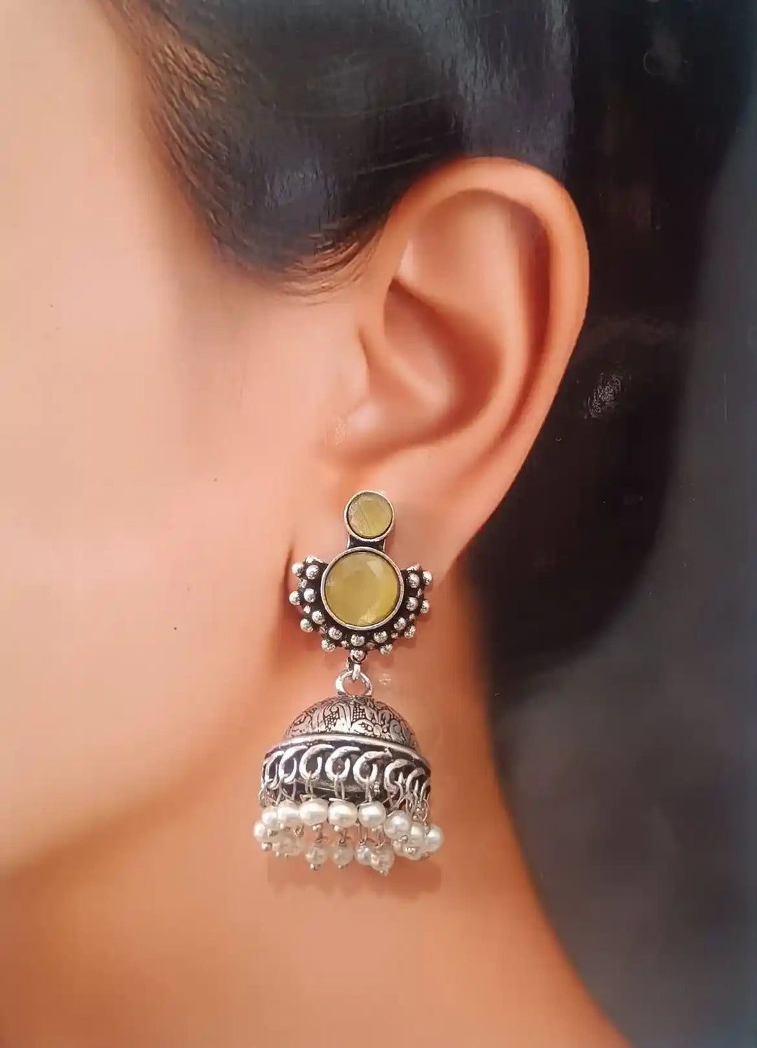 AKSHTA SILVER REPLICA Jhumki EARRINGS