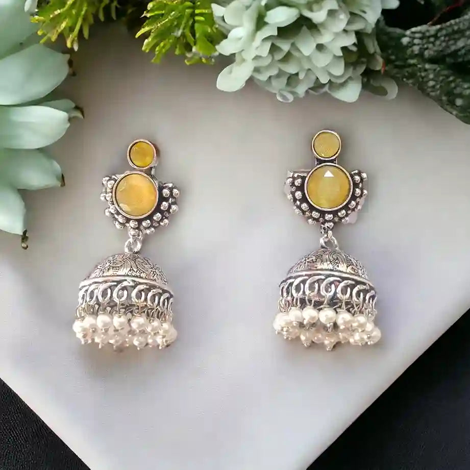 AKSHTA SILVER REPLICA Jhumki EARRINGS