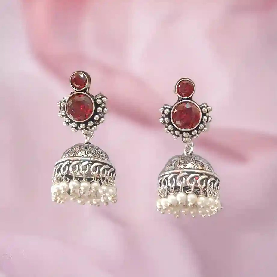 AKSHTA SILVER REPLICA Jhumki EARRINGS